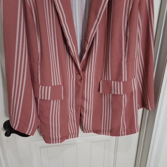 Torrid Womens Blazer Boyfriend Mauve Pink White Striped Business Casual Jacket 5 - Picture 6 of 13